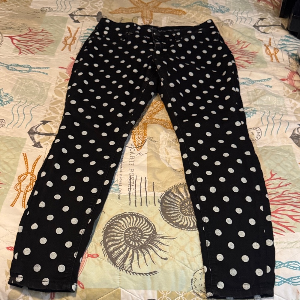 Soho Black Skinny Jeans with White Polka Dots